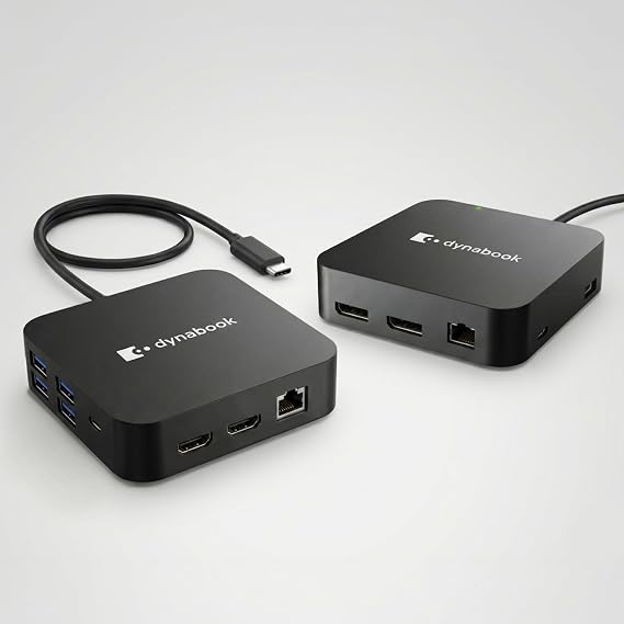 Universal USB-C Mini Dock by Dynabook - Dual DisplayPort, Ethernet, USB-C Hub, 5 USB Ports, Compact Laptop Docking Station for USB-C Computers, Laptops, Tablets & More