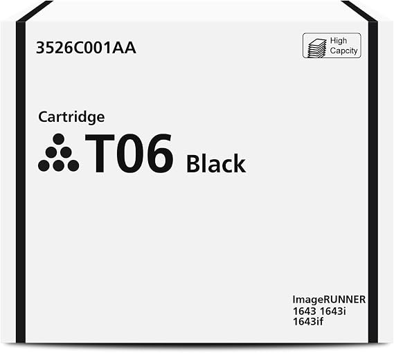 T06 Black Toner Cartridge for 1643i 1643iF 1643P Printer Ink, 1-Pack | Replacement for Canon T06 Black Toner Cartridge T06L 3526C001AA for ImageCLASS MF1643i MF1643iF 1643i 1643iF 1643P Printer
