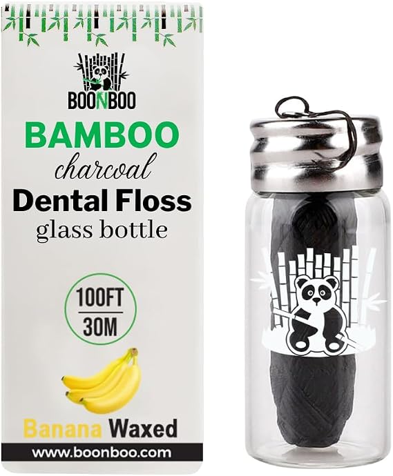BOONBOO Dental Floss, Bamboo Charcoal Woven Thread, Banana