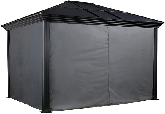 Sojag Accessories Set of 4 10' x 12' Durable Polyester Outdoor Curtains for Cambridge Gazebo Sun Shelter, Grey