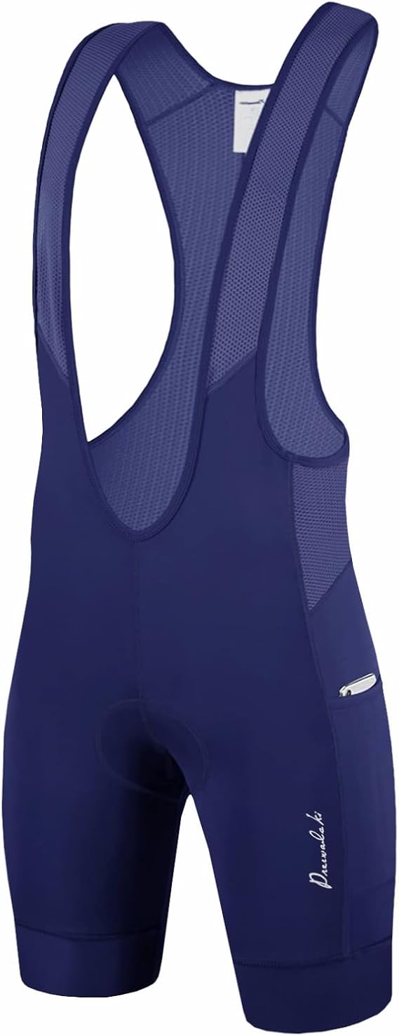 Przewalski Men's Cycling Bib Shorts, 4D Padded Bike Bibs with 2 Pockets | Breathable quick-dry biking bib shorts with a 4D chamois, 2 phone pockets, silicone leg grips, and low-light visibility