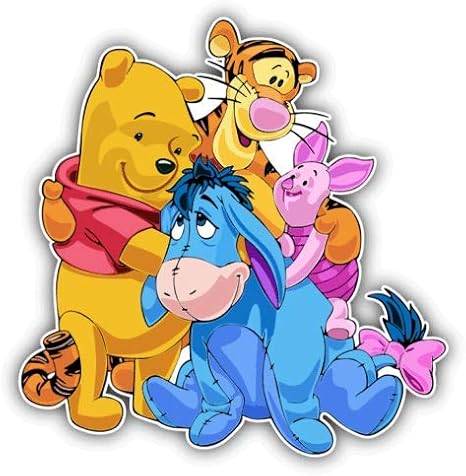 Winnie The Pooh Company Cute Cartoon - Sticker Graphic - Auto, Wall, Laptop, Cell, Truck Sticker for Windows, Cars, Trucks