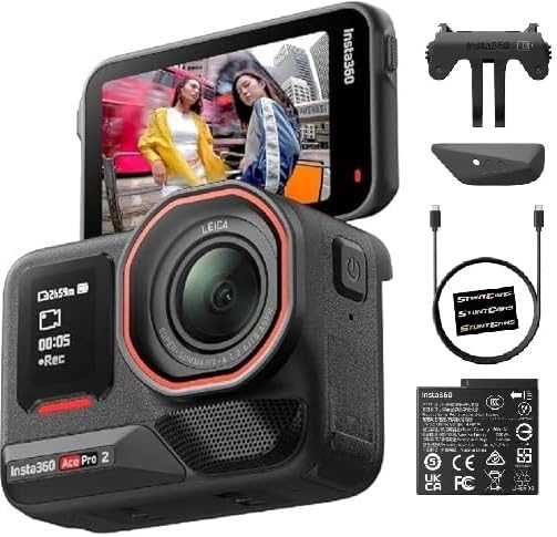 Insta360 Ace Pro 2 Waterproof 33ft Action Camera Lens 8K Large Sensor and Dual AI Editing Noise Reduction 1/1.3" Sensor, Leading Low Light, Superior Audio, Flip Screen