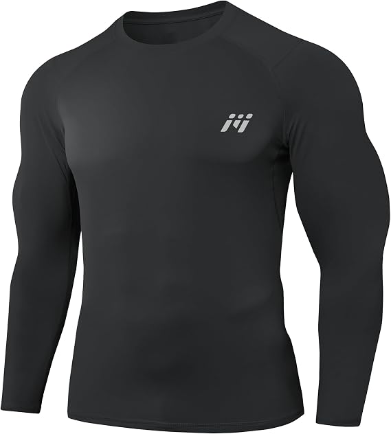 Men’s Compression Shirt Long Sleeve Shirts Sport Running Tops Sweat Wicking Quickly Dry Base Layer Top for Fitness Running Cycling Gym Basketball