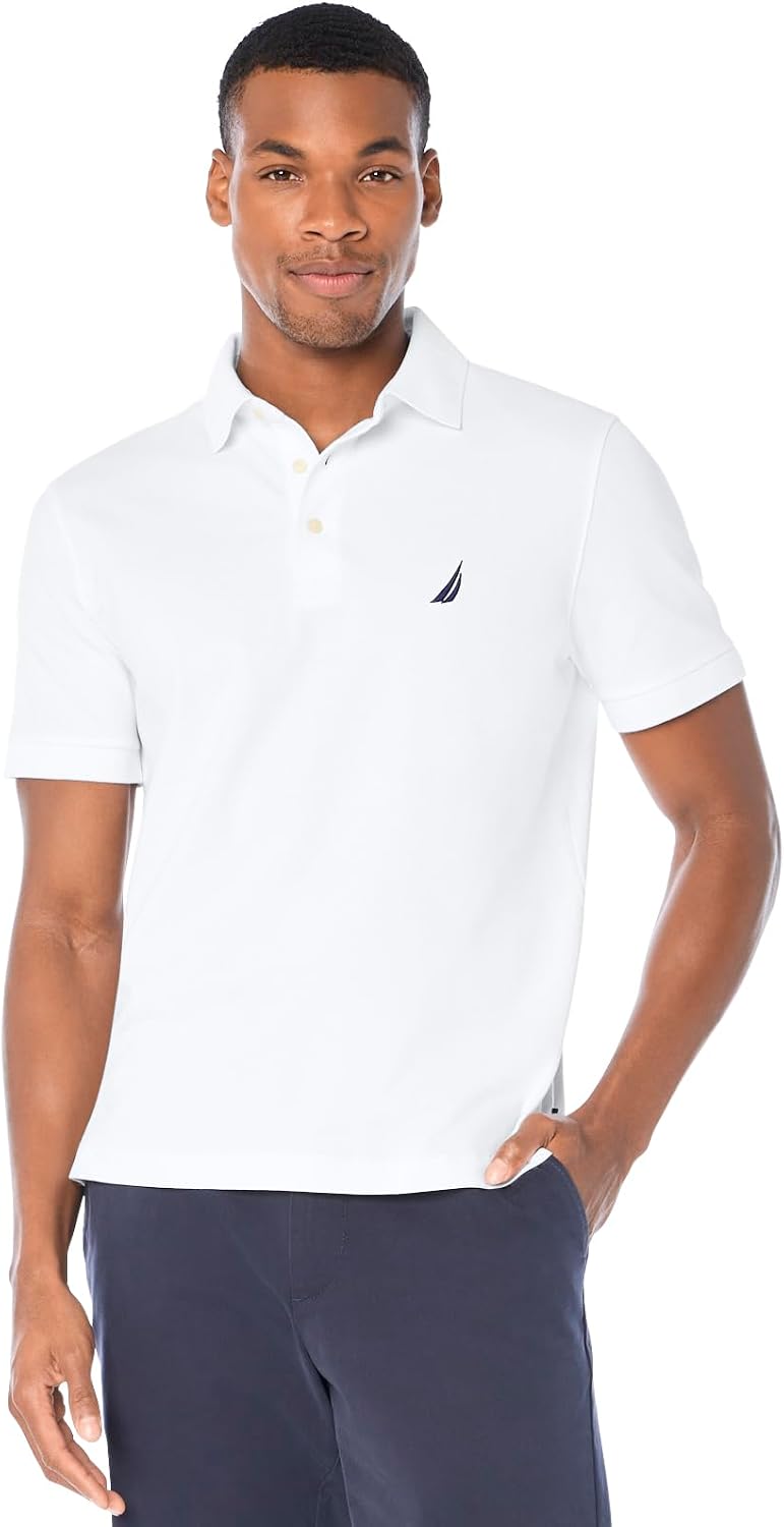 Nautica Men's Short Sleeve Solid Stretch Cotton Pique Polo Shirt Polo Shirt