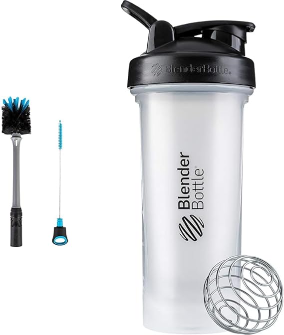 BlenderBottle 2-in-1 Shaker Bottle and Straw Cleaning Brush, 1 Pack,Gray & Classic V2 Shaker Bottle Perfect for Protein Shakes and Pre Workout, 28-Ounce