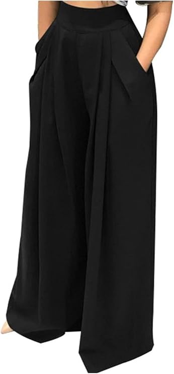 NRTHYE Womens High Waist Wide Leg Palazzo Long Pants Flowy Trousers