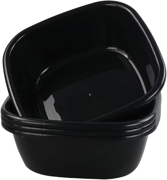 Kekow 4-Pack Small Wash Basin Pan, 8 Quart Black Dish Pan