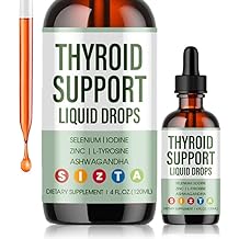 Thyroid Support Drops, Liquid Iodine Drops with Selenium, Zinc, L-Tyrosine & Ashwagandha for Thyroid Health, Hormone Balance and Energy Support(1)