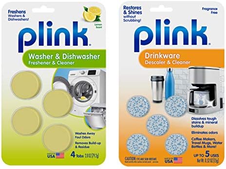 Plink Washer & Dishwasher Freshener & Cleaner Tablets and Drinkware Descaler Tablets