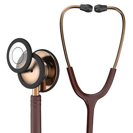 Copper-Finish Chestpiece, Chocolate Tube Cardio 3 Monitoring Stethoscope for Doctors Students Nurse (Dual Head)"