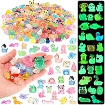 Poen 360 Pcs Mini Resin Animals Variety Luminous Tiny Resin Animals Miniature Glow in The Dark Figurines for Miniature Garden Accessories Micro Landscape Dollhouse Garden Decoration