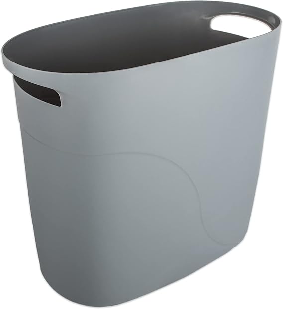 JiatuA Small Bathroom Trash Can Plastic Slim Waste Basket with Handles Grey