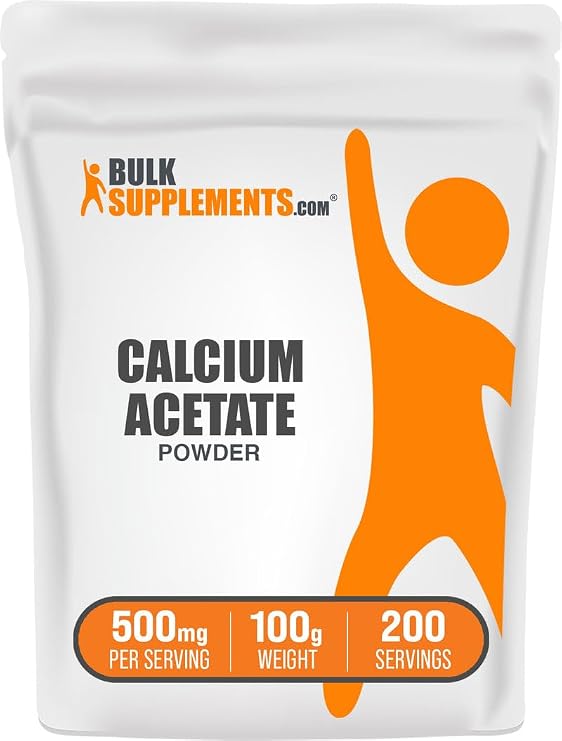Calcium Acetate Powder - Calcium Supplement, Food Grade - Pure & Gluten Free, 500mg per Serving, 100g (3.5 oz) (Pack of 1)