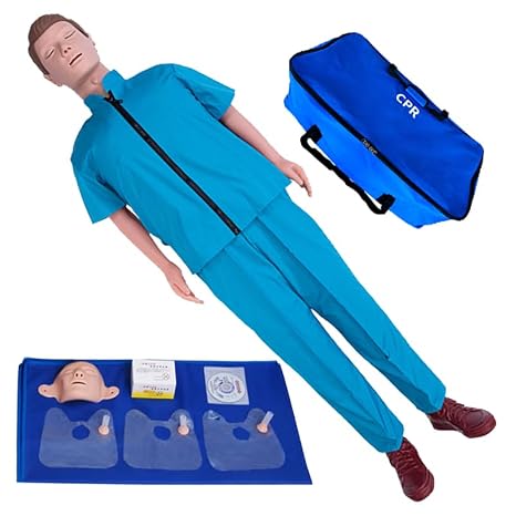 CPR Manikins Dummy Training Kit, Adult Medium Skin CPR Dummies with Medical Test Dummies Accessories CPR Manikin Training Set for Research Centers Teaching Supplies (Manikins)