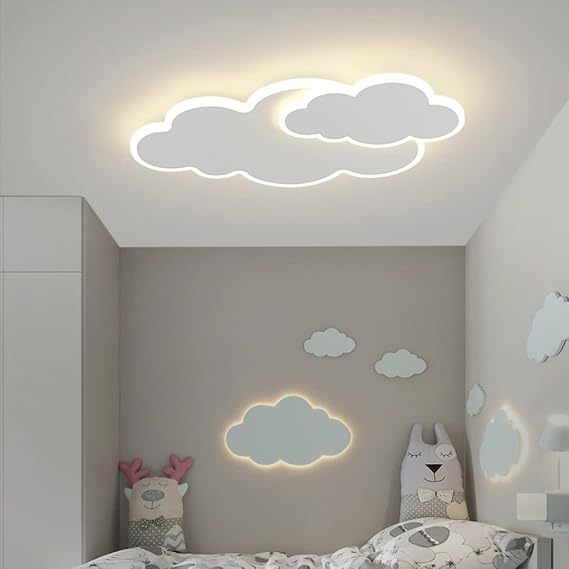 Cloud Ceiling Light 3D LED Cloud Ceiling Lamp with 2 Cloud, Chandelier for Children's Room Living Room, Boy, Girl Bedroom, 3 Lighting, 30W