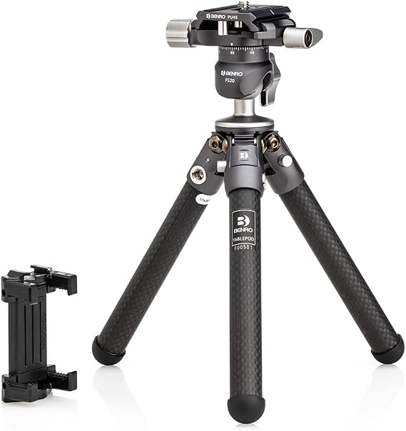 Benro TablePod Tripod Kit Compact Carbon Fiber Mini Tripod with Ball Head, Arca-Swiss Quick Release, Adjustable Legs & Carrying Case for DSLR, Mirrorless, Smartphone & Compact Cameras (TABLEPODKIT)