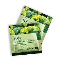 B.S.Y Noni Black Hair Magic Hair color shampoo (12ml x 12 Sachets) | Noni Fruit Hair Dye | 5 Minutes Hair Colour | Hair Coloring Shampoo | Easy to use Hair Color Shampoo