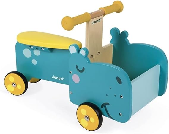 Janod Wooden Hippo Ride-On - Ages 12+ Months - J08003