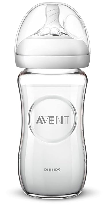 Philips AVENT Natural Glass Baby Bottle, Clear, 8 Oz