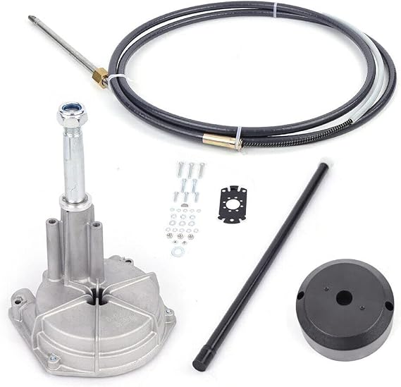 Boat Steering System Kit System, 12' Marine Steering Cable 3/4" Tapered Shaft USA, Outboard Steering Kit Marine Safe-T W/12 Steering Cable for Boats Steering System