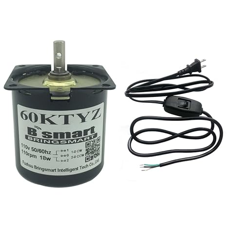 Bringsmart 60ktyz 110V 1rpm Ac Motor with Power Supply Low Noise Gearbox Electric Motor Barbecue High Torque 110V Synchronous AC Reduction Motor