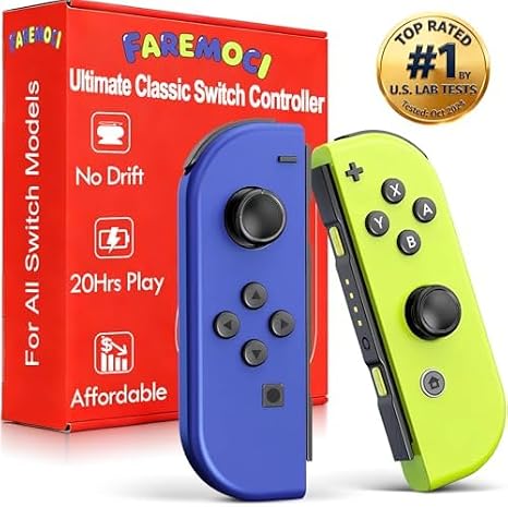 JUNENTER スイッチコントローラー、Switch OLED Lite の交換品、デュアル振動付きワイヤレスリモコン、モーションコントロール、スクリーンショット、6 軸ジャイロ、ウェイクアップ、滑り止めグリップジョイスティック、左右ゲームパッド、NFC なし
