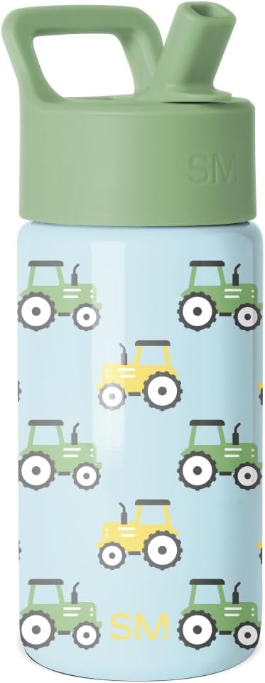 Simple Modern Kids Water Bottle & Toddler Cup | 14oz | Tractor | Insulated Stainless Steel Toddler Water Bottle, Kids Tumbler with Straw | Spill Proof for School, Girls, Boys | Tractor Fun