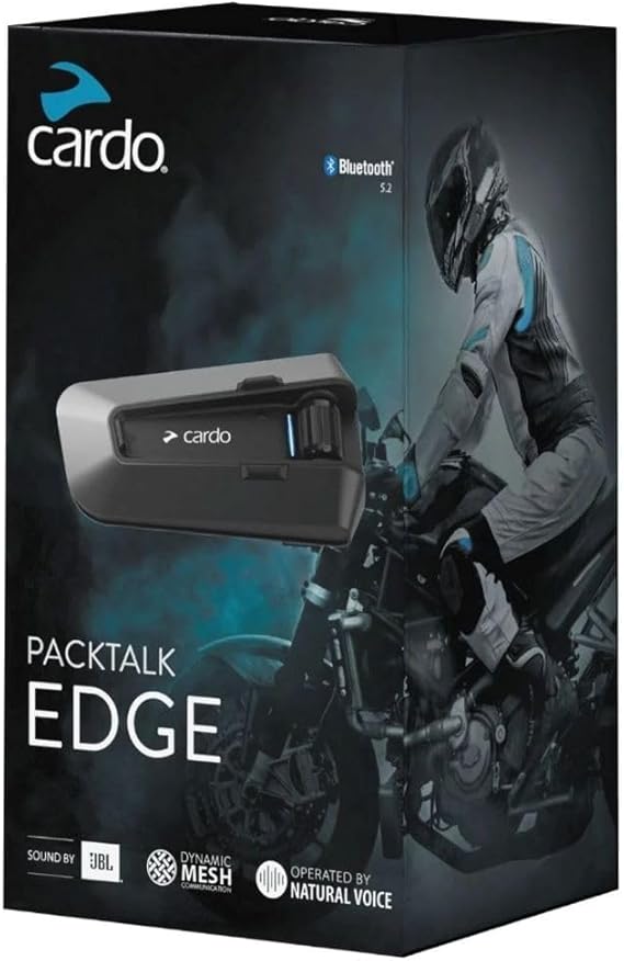 Cardo PACKTALK Edge Motorcycle Bluetooth Communication System Headset Intercom - Dual Pack