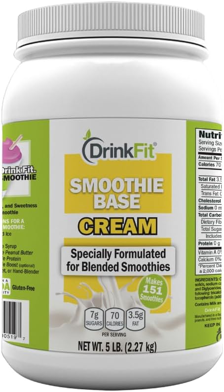 DrinkFit Smoothie Mix | Meal Replacement Shakes, Protein Powder Blended Smoothies, Gluten Free | Cream Base- 5 lb Powder Jug