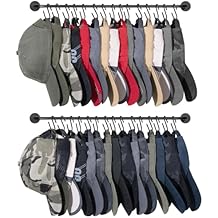 Mkono Hat Rack for Wall Baseball Cap Organizer Hanger with 30 Hooks Modern Metal Hat Holder Wall-Mounted Caps Display for Closet Door Bedroom Entryroom Laundry, Set of 2 (Black, Medium)