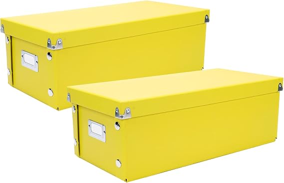 Snap-N-Store DVD Storage Box - 2 Pack - Durable 6 x 8.2 x 16.5 Inch Movie Organizers - Disc Holders with Lids to Store up to 52 DVD Cases - Illuminating.