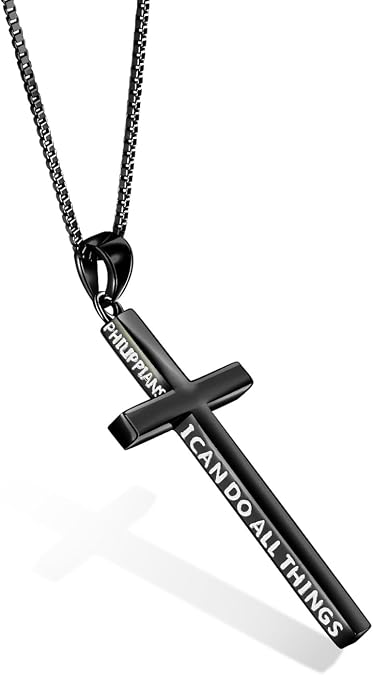 POPLYKE Cross Necklace 925 Sterling Silver Philippians 4:13 I Can Do All The Things Inspirational Necklace Gifts for Women Men 20+2''
