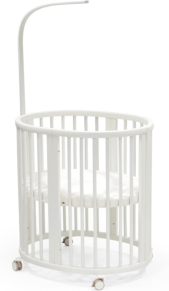 Stokke Sleepi Mini Bundle V3, White - Includes Sleepi Mini V3, Mattress & Drape Rod - Suitable for Ages 0-6 Months - Adjustable & Stylish