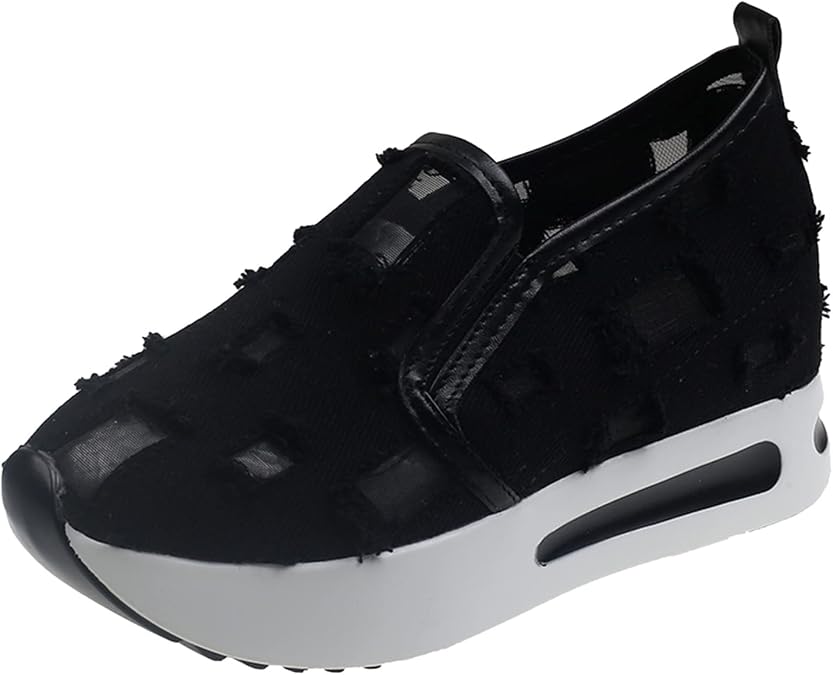 Platform Sneakers for Women,Fashion Sneaker Low Top Chunky Walking Shoes Round Toe Slip On Wedge Heel Loafers Sneaker Floral Embroidery Comfortable Work Casual Shoes Slip Resistant Work Shoes