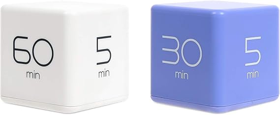 Mooas Cube Timer White & Violet Bundle, Timer for Studying, Cooking and Workout