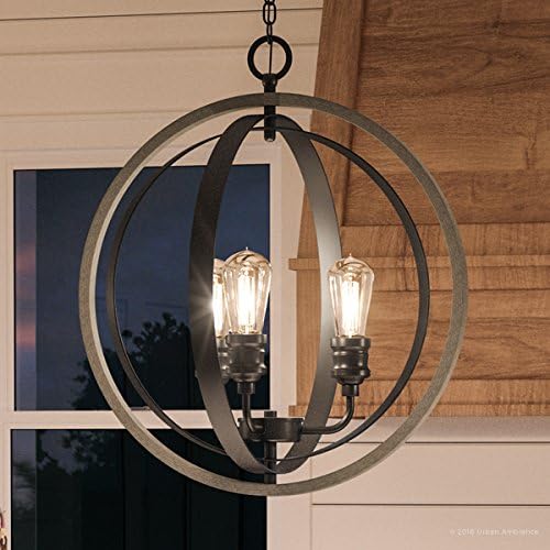 Urban Ambiance Luxury Vintage Chandelier, Medium Size: 24 H x 21.25 W, with Modern Farmhouse Style Elements, Charcoal Finish, UHP2212 from The Anchorage Collection