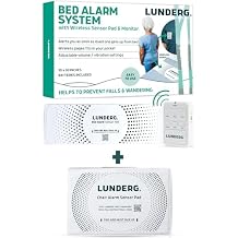 Lunderg Bed Alarm & Chair Alarm System - Wireless Bed Sensor Pad (10 x 30), Chair Sensor Pad & Pager - Chair & Bed Alarms and Fall Prevention for Elderly and Dementia Patients - Full Caregiver Set