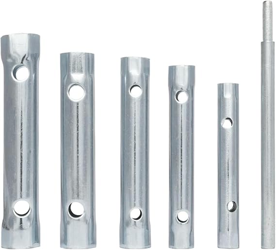 MasterTools 6 Parça Boru Tipi Lokma Anahtar Takımı - 8mm-17mm Metrik Çift Taraflı Somun Sıkma Seti - T-Kollu Musluk, Batarya ve Buji Sökme Aparatı - Krom Kaplama Dayanıklı Çelik