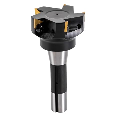 Indexable End Mill, R8 Shank End Mill 3'' Cutting Depth HRC40 Carbide Indexable End Mill Milling Lathe Lathing 5 Flutes+Key