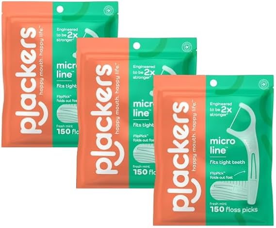 Plackerr's Micro Mint Dental Floss Picks (Mint - 450 Floss Picks)