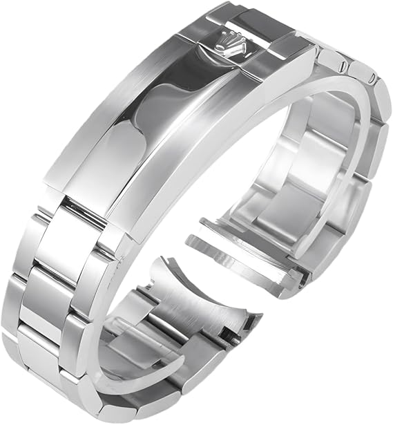 Stainless Steel Watch Strap Metal Replacement Bracelet Curved End Oyster Style Link Band for Rolex GMT-Master