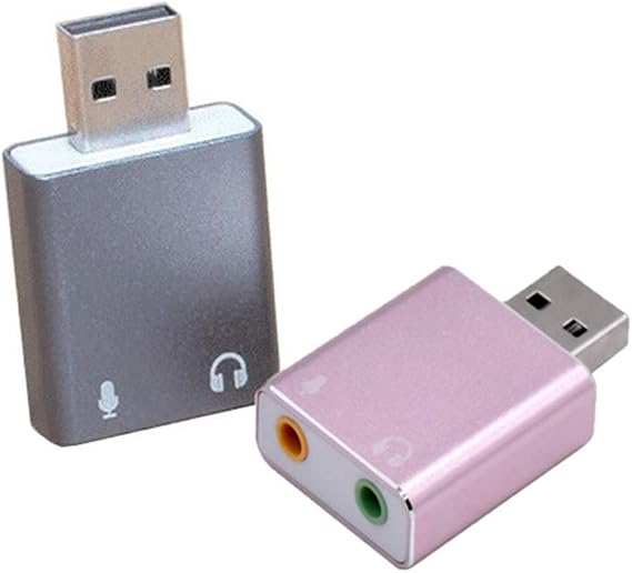 USB to Audio External Stereo Sound Adapter with 3.5mm Headphone and Microphone Jack(2 Pack) for USB Audio Device, Windows, Mac, Linux, PC, Laptops, Desktops, PS4. (Rose-Gold & Space-Grey)