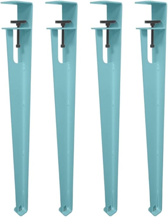 EZZON 4pcs Metal Table Clamp Legs, Adjustable Coffee Table Foot, F-Shape Dining Desk, Iron Workbench Support, DIY Bar, No Punching Design, With Adjustable Feet (76cm/30in, Cyan)