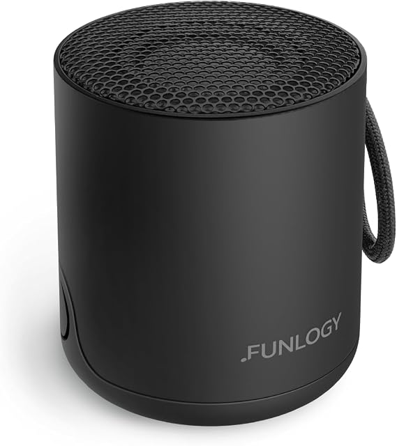 FUNLOGY Portable Mini2 Bluetooth Speaker, Wireless Portable Speaker with Deep Bass, IPX7 Waterproof, TWS Stereo Pairing, Built-in Mic, Small Speaker for Shower, Outdoor, Travel, Black