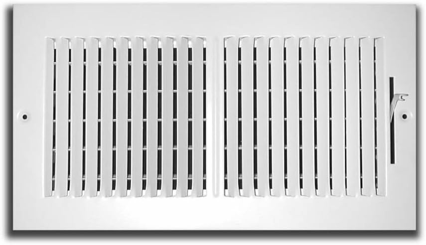 Truaire C102M 14X04Duct Opening Measurements 2-Way Supply Sidewall or Ceiling Register Grille, 14-Inch x 4-Inch, White-Powder Coated