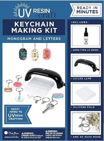 Blue Moon Beads UV Resin Kit with Light, Monogram Keychain & Charm Starter Kit