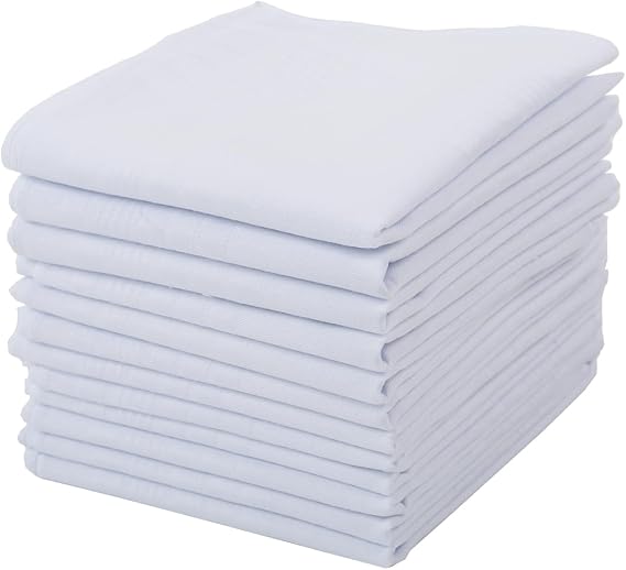 Men's Handkerchiefs 100% Cotton Pocket white Handkerchiefs for men