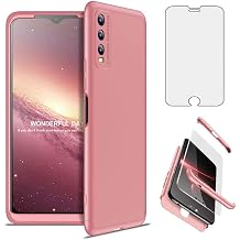 VIVO Y20/Y20i Case, With 1 & Screen Protector3 in 1 Slim Hard PC Plastic Bumper 360° Shockproof Shell Cover for VIVO Y20i/Y20, Pink Gold