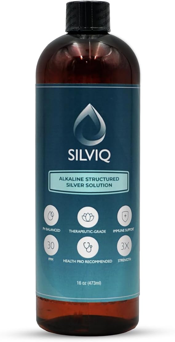 Structured Silver Water 30PPM - ph Balanced Alkaline Structure Silver Liquid Solution Mineral Supplement for Natural Immune Support - Enhanced Wellness & Gut Health - 16 Oz (437ml)